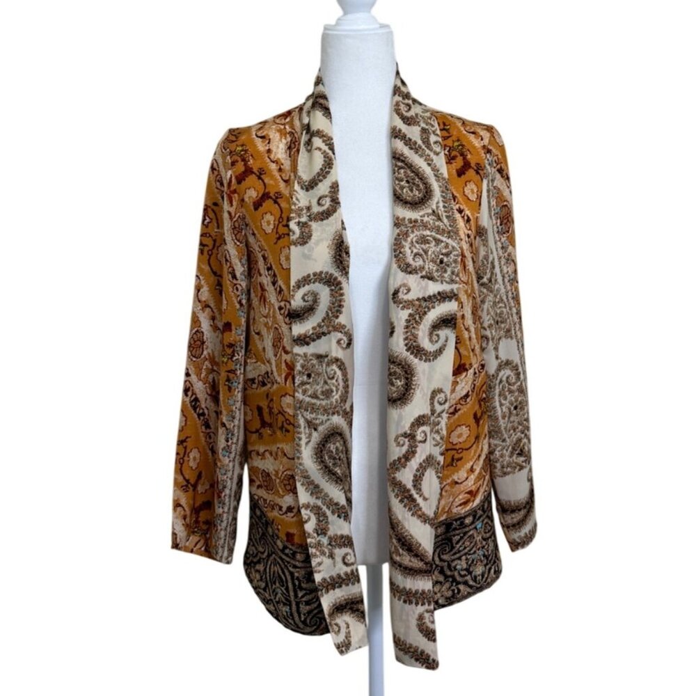 Anis A  Womens Kimono Paisley Open Jacket Boho Size M